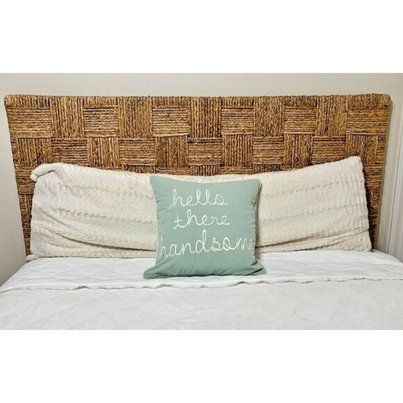 NEW Embroidered Baby Blue Velvet Pillow Cover 17 x 17 ~ "Hello There Handsome" - Picture 5 of 5